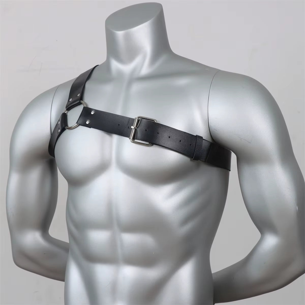 Gothic Men Leather Suspenders Belt Body Bondage Straps Fashion Adjustable Braces Suspender with Metal Clips Punk Harness Belts