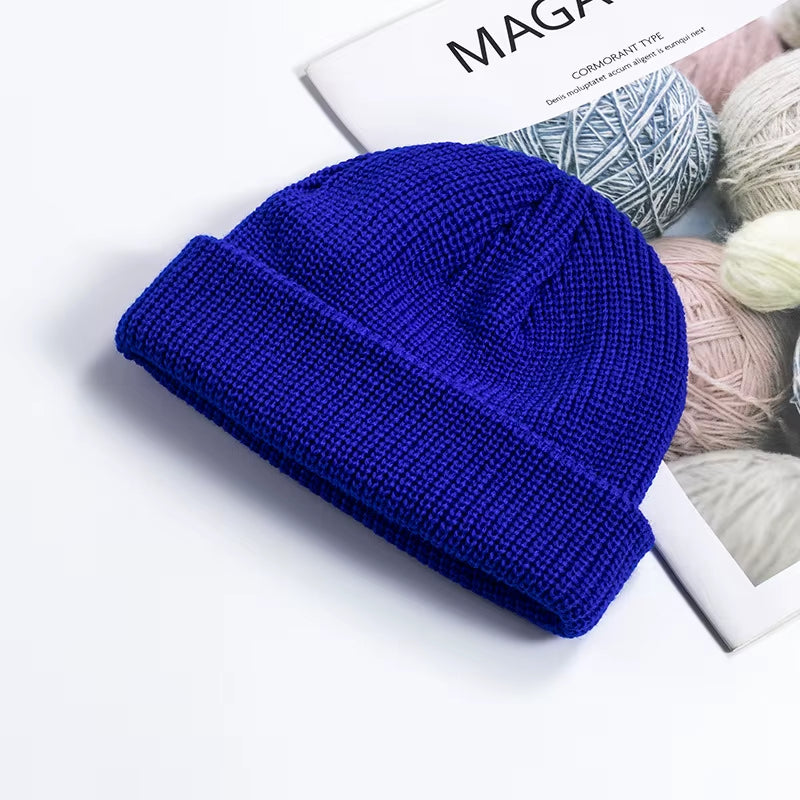 Knitted Hat for Men & Women Caps Wool Fashion Simple Warm Skullies Beanies Solid Autumn Winter Beanie Cap Trendy Style