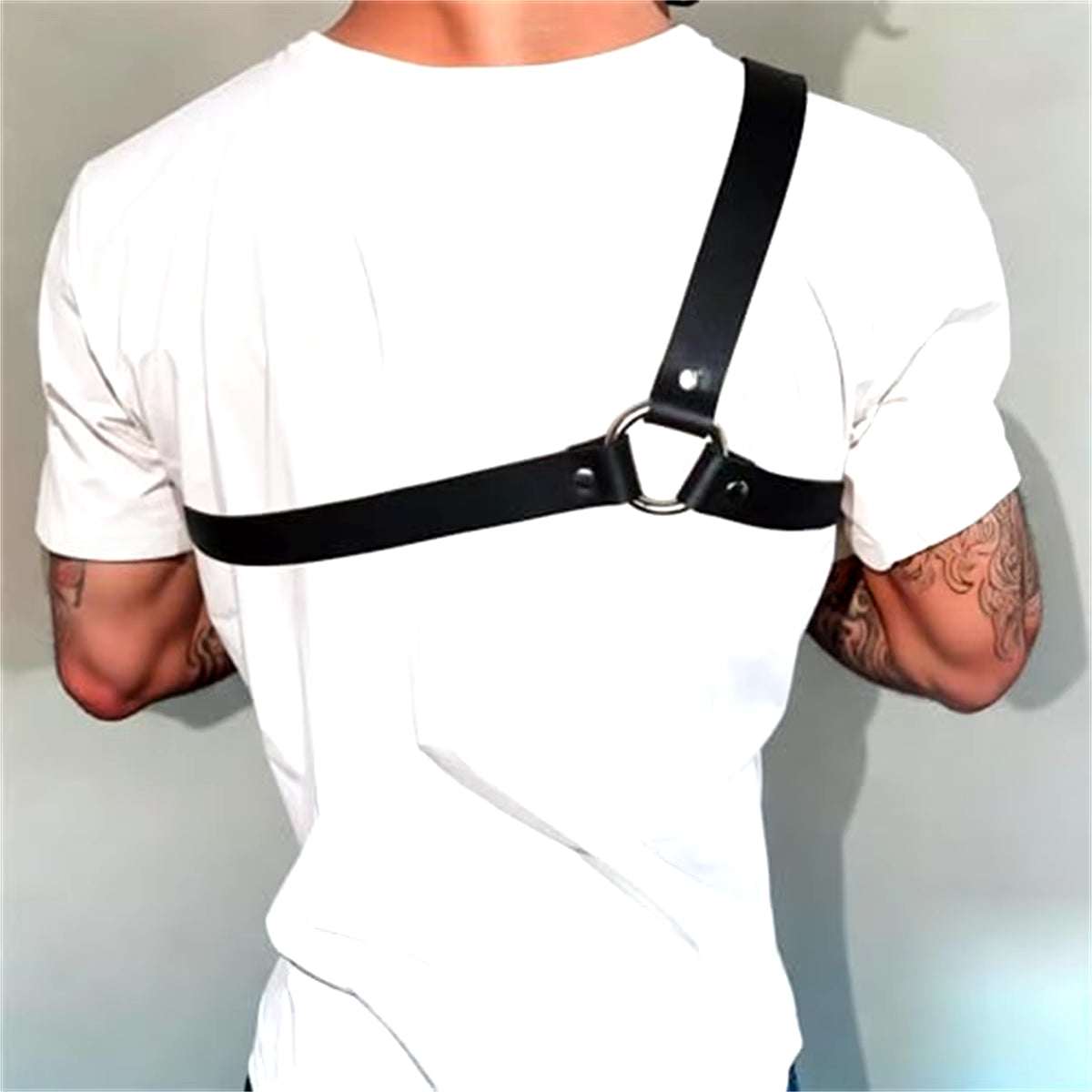 Gothic Men Leather Suspenders Belt Body Bondage Straps Fashion Adjustable Braces Suspender with Metal Clips Punk Harness Belts