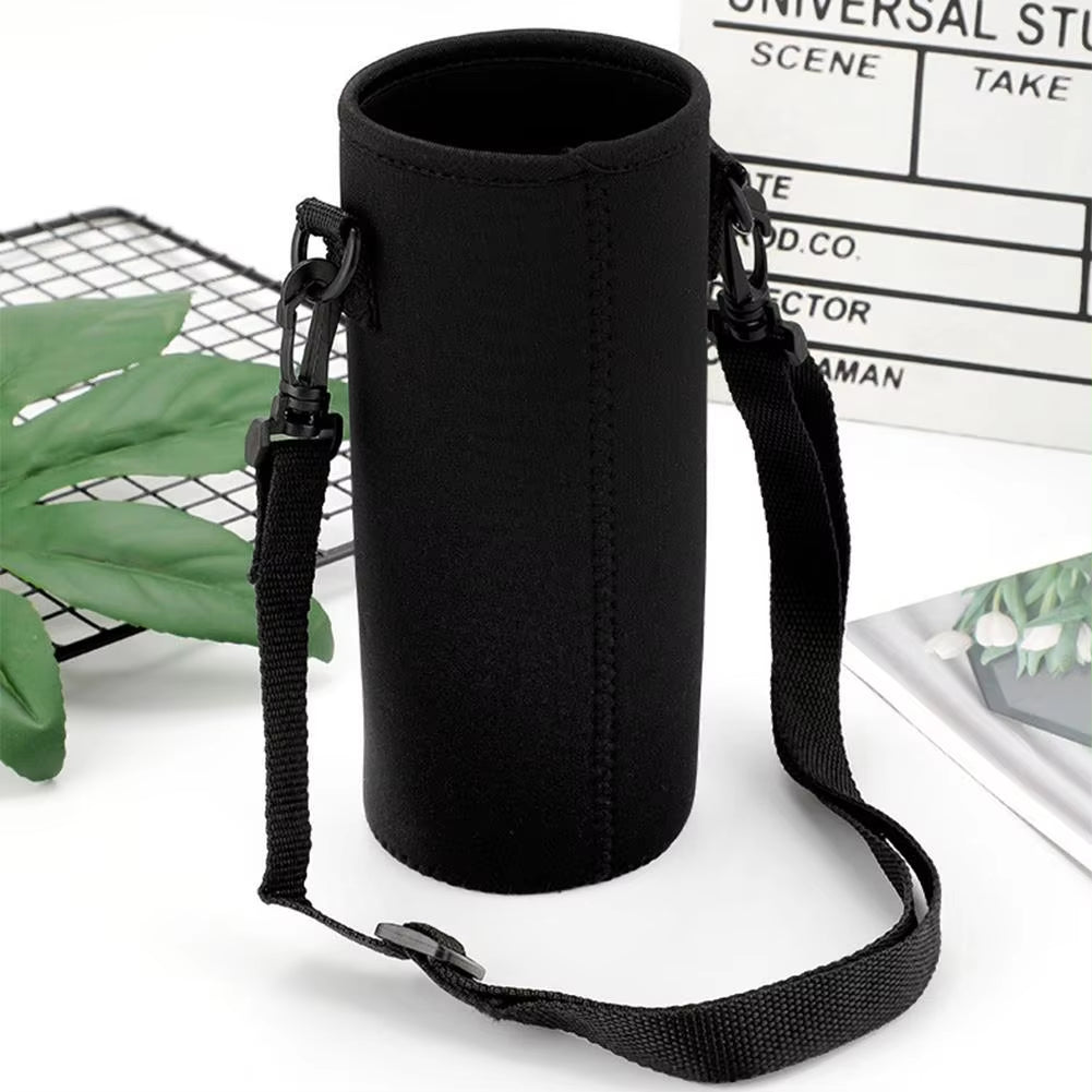 Black Bottle Carrier Insulat Bag Water Bottle Carrier Water Neoprene Holder Shoulder Insulated Pouch Strap Cover Bag S8C9