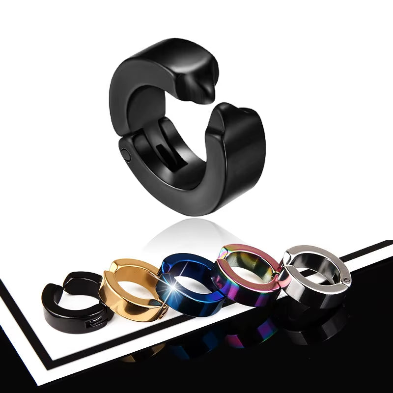1 Pc Ear Clip Non Piercing Earrings Fake Earrings for Men Circle round Earring Fashion Punk Rock Style Jewelry Gift
