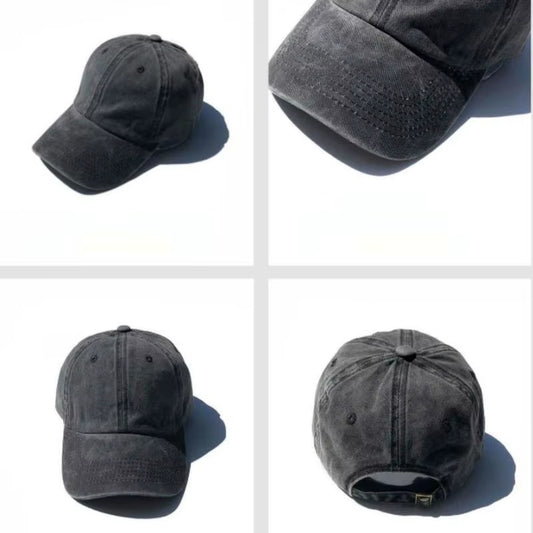Washed Cotton Baseball Cap Vintage Women Men Hats Korean Style Street Trendy Cool Sunshade Riding Sports Cap Sun Hat Solid Color