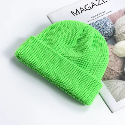 Knitted Hat for Men & Women Caps Wool Fashion Simple Warm Skullies Beanies Solid Autumn Winter Beanie Cap Trendy Style