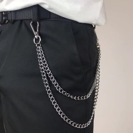 Metal Punk Rock Layered Chain Keychains for Men Women Waist Key Chain Wallet Jeans Hip-Hop Pants Belt Chains Jewelry Accessories
