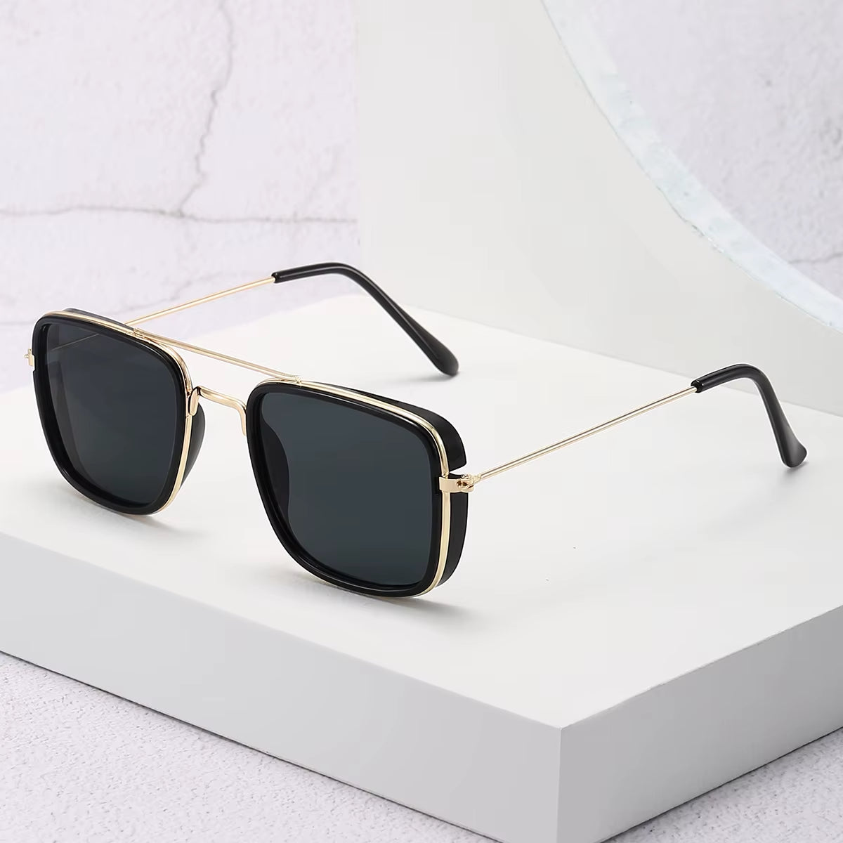 Fashion Sunglasses European and American Metal Small Square Frame Korean Version Glasses Retro Square Sunglasses UV Protection