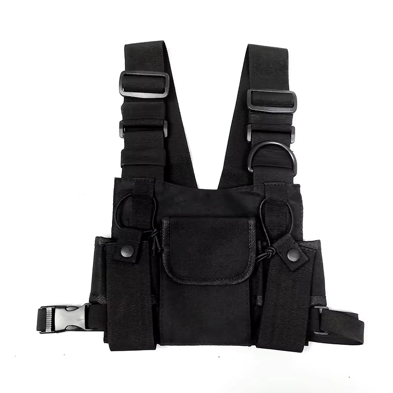 Functional Tactical Chest Bag for Woman Fashion Bullet Hip Hop Vest Streetwear Bags Casual Waist Pack Unisex Black Chest Rig Bag