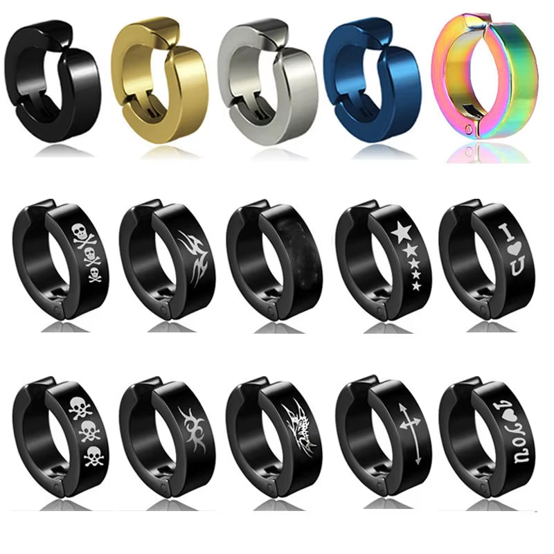 1 Pc Ear Clip Non Piercing Earrings Fake Earrings for Men Circle round Earring Fashion Punk Rock Style Jewelry Gift