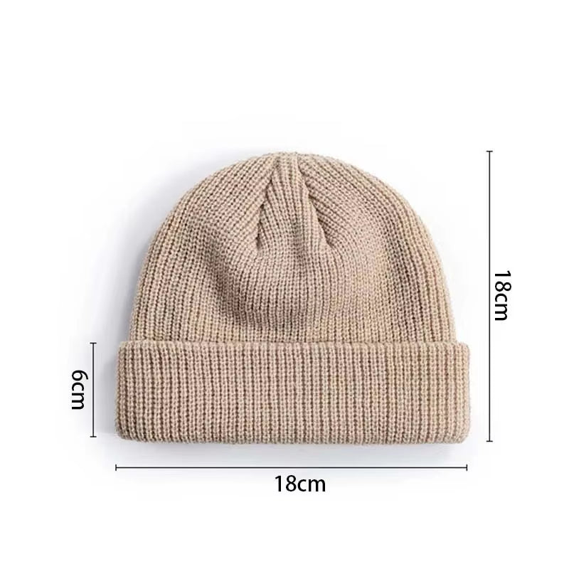Knitted Hat for Men & Women Caps Wool Fashion Simple Warm Skullies Beanies Solid Autumn Winter Beanie Cap Trendy Style